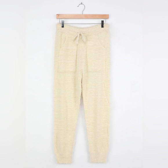 Lulus Set - Cream Fuzzy Cropped Tank & Drawstring Joggers - Picture 11 of 14